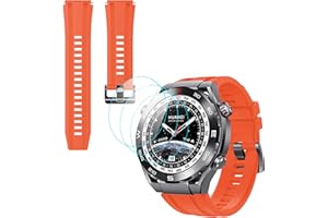 Giopuey Pasek kompatybilny z Huawei Watch Ultimate, (2 w 1) miękki silikonowy pasek do zegarka + 3-pak ochraniacza ekranu TPU, wymienny, oddychający pasek odporny na zużycie, for Huawei Watch Ultimate