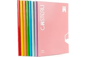 Casterli Cuadernos grapados ¨Pack de 8 libretas Grapadas, Tapa de cartón Blanda, Tamaño A5 - A4 – FOLIO, 8 COLORES SURTIDOS, distinto tipo de tramados, sin espiral. (A5, LISO)