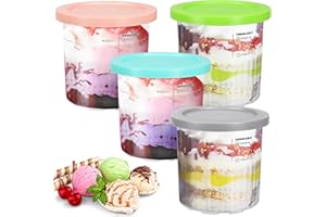 GINOYA Creami Behälter für Ninja NC501EU, 4 Stück Zubehör kompatibel mit Ninja CREAMi Deluxe Eismaschine, Ice Cream Maker für Eiscreme, Sorbet, Slushi
