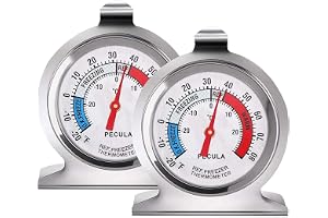2 Pack Refrigerator Thermometer, 30-30°C/20-80°F, Classic Fridge Thermometer Large Dial with Red Indicator Thermometer for Freezer Refrigerator Cooler