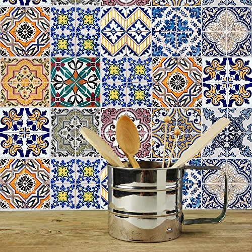 Dekorative Stickerfliesen mit tollen Motiven und Ornamenten für Wände und Fliesen | 12 teiliges Set | seidenmatt | 15x15cm - 2