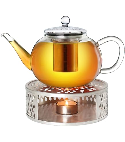 glastal Glazen zwarte theepot 1500 ml met 18/8 roestvrij staal theezeef borosilicaatglas theemaker glazen kan geschikt voor theewarmers