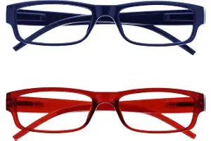 OPULIZE Azul Oscuro Rojo Ligero Lectores Valor Pack 2 Hombres Mujeres RR32-3Z +1.50