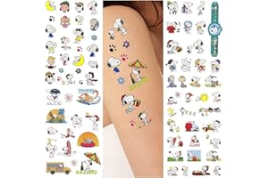 FRESHOER Snoopy Kinder Temporäre Tattoos Tattoo Stickers Set Party Favor Tattoo Aufkleber (4 Blätter)