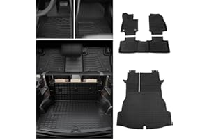 Bomely Floor Mats Compatible with 2019-2024 Toyota Rav4 Cargo Mat Trunk Mat TPE Cargo Liner Back Seat Cover Protector 2023 Rav4 Accessories (Cargo Mat with Backrest Mat+Floor Mats)