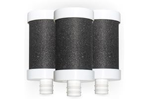 HAHN Technology® 3er-Set Ersatzkartuschen - Aktivkohle mit Keramikkugeln & Mikrofilter | Für HAHN Wasserhahnfilter geeignet | Reduziert Chlor, Gerüche & Verunreinigungen