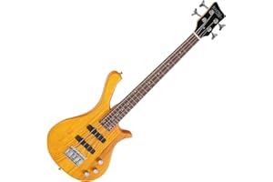 Rocktile TB-4 NHS Traveler E-Bass - Bajo eléctrico de 4 cuerdas en formato de viaje - Cuerpo: Aliso, mástil: Arce - Diapasón: Technical Ebony - 2 pastillas single coil - Natural Honey Stain