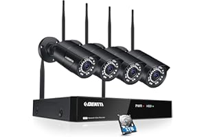 Kit Caméra Surveillance WiFi Extérieure sans Fil, DEATTI 2K 8CH Système de CCTV Caméra Sécurité Hydrofuge et Infrarouge Nocture, Accès à Distance, Vidéo Surveillance sans Fil, Disque Dur de 1 to