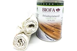 Eco-Werk Set | Biofa Arbeitsplattenöl kobaltfrei | 1 Liter | Set mit 2 Ölsaugtüchern
