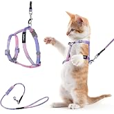 TIESOME Cat Harness and Leash Set, Escape Proof Adjustable Harness with Leash for Outdoor Kittens (Gradient Purple)