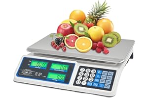 DE ROSA SHOP Bilancia Elettronica Professionale da Banco per Alimenti - Bilancia Digitale con 7 Tasti di Memoria e Piatto in Acciaio Inox e Schermo LCD con Prezzo