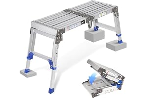 Förbättrad arbetsplattform i aluminium, hopfällbar och höjdjusterbar, upp till 362 kg