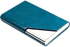 padike Business Name Card Holder Leather & Stainless Steel Multi Card Case,Business Name Card Holder Wallet Credit Card ID Case/Holder for Men & Women - Keep Your Business Cards Clean