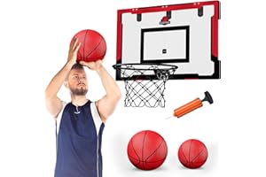HYES 24" x 16" Großer Basketballkorb Indoor für Kinder, Basketball Korb mit Stabiler Backboards, 2 Balls, Pumpe, Big Basketball Spielzeug für Erwachsener Kinder Teens Jungen Mädchen (rot)
