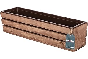 KOTARBAU® Jardinera de Madera con Inserto, Maceta Interior, 600 x 180 x 150 mm, Color marrón, Jardinera Rectangular, Larga, Macetero para Plantas y Hierbas, Jardín, Terraza, Balcón, Rústica