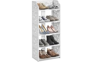 GREENSEN Schuhregal Weiß Badregal 5 Böden Standregal Bücherregal Steckregal Wasserdicht Aufbewahrungsregal für Schlafzimmer Wohnzimmer Badezimmer zur Aufbewahrung Bücher Schuhe 40 × 23 × 91 cm