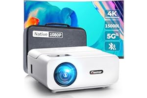 VIGPIL Beamer, Full HD 1080P Native 15000 Lumen 5G WiFi Bluetooth Beamer 4K Unterstützt, Mini LED Beamer Heimkino 300" Display, Kompatibel mit iOS/Android/TV Stick/Laptop/PS5(Tasche inklusive)