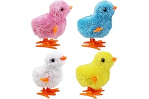 XINFTEU Ostern Aufzieh Huhn Spielzeug,Springender Vogel Aufziehspielzeug Gehender Kleines gelbes Huhn Uhrwerkspielzeug,küken Oster,Osterdeko Küken,küken Spielzeug Oster,Osterkorb Füllstoffe-4 Stück