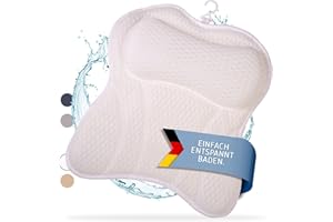 Toniamo Badewannenkissen | Premium Badekissen für Badewanne mit Kopfstütze & Nackenstütze | Kissen ideal als Badewannen Nackenkissen & Kopfkissen | Ergonomisches Wannenkissen mit Saugnäpfen, Weiß