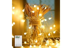 A.bigwhale 30 LED Lichterketten Batterie, Lichterkette Warmweiß Innen Deko, Globe Lichterkette Wasserdicht für Balkon,Terrasse, Garten, Partys, Weihnachten, Hochzeit