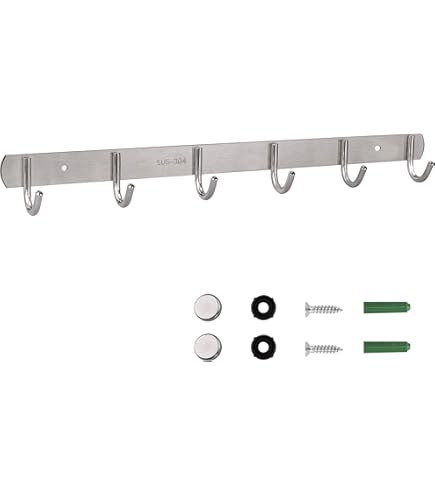 Patères Murales Avec 6 Crochets, Porte-manteau En Métal, Décoration Murale Pour Manteau, Chapeau