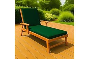 L S U Sun Lounger Cushion Waterproof Recliner Pad Removable Cover Zipper Outdoor Garden Deck Bed (Green)