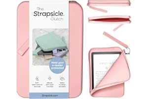 Strapsicle Silicone Clutch for Kindle & E-Readers - Multi-Purpose Bag for Phone, Wallet & Keys - Fits 6'' Kindles, Kobos, Nook, 6.8" Paperwhite, iPad Mini 6 - Anti-Dust Coating - Blush