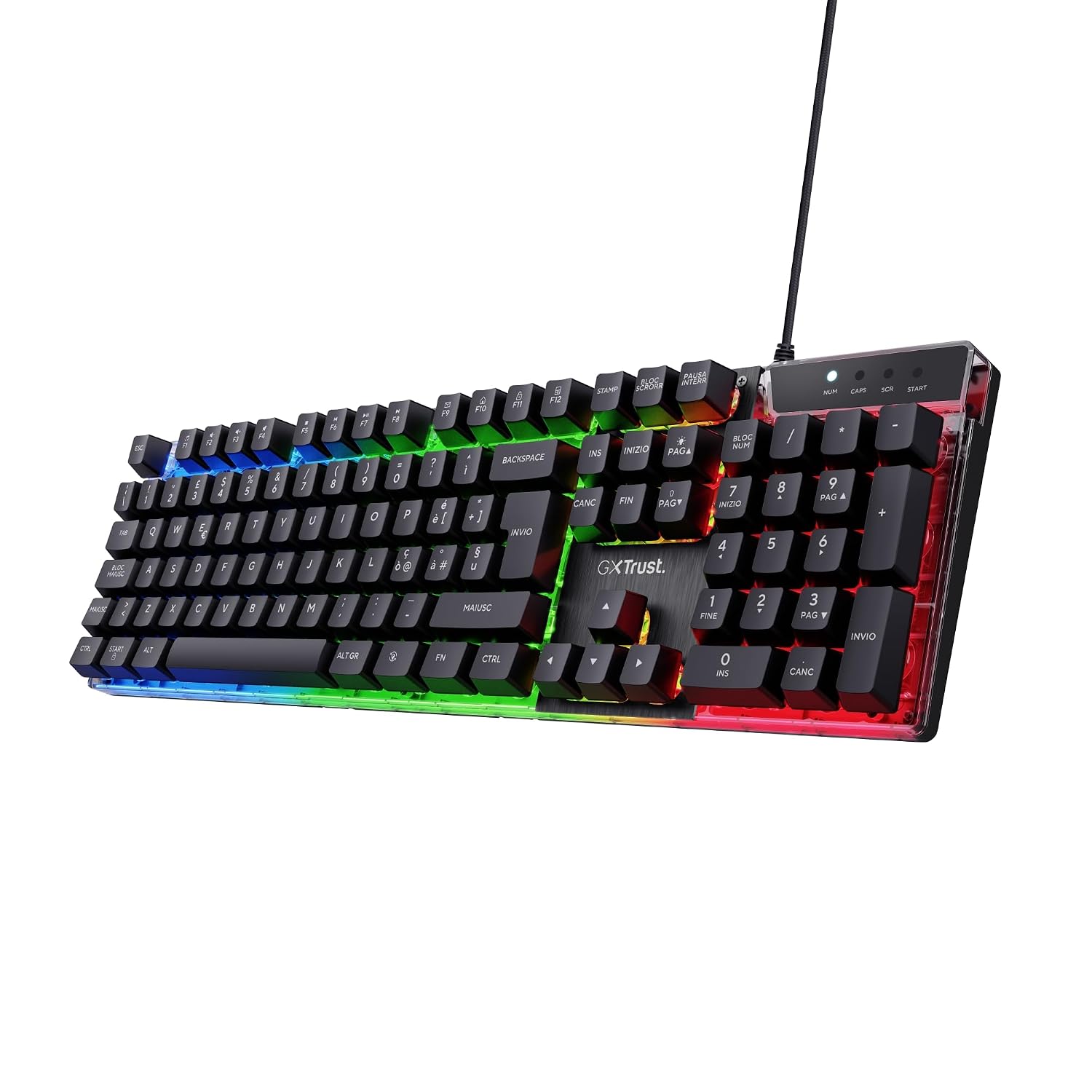 GXTrust Azor Tastiera Gaming USB Layout Italiano QWERTY, Nero | Tastiera Retroilluminata LED RGB, Anti-ghosting, PC Computer Laptop Mac