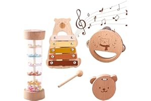 Youuys Montessori giocattoli strumenti musicali per bambini in legno, giocattoli musicali per bambini da 1 anno (4PCS)