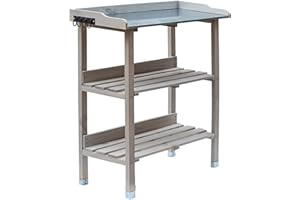 UNUS RM design, wooden planting table 76 x 38 x 91 cm for garden, patio, balcony, with zinc plate, garden table, 2 shelves, weatherproof, plant rack.