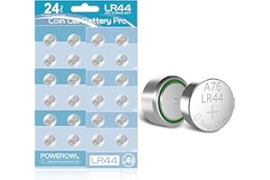 Pilas LR44, POWEROWL Pilas Alcalinas de 1,5 V AG13 CR44 357 303 A76 Pilas de Botón（24 Piezas ）
