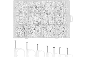 Chiluxendo 500stk Kabelhalter Runde + 200stk Kabelschellen Quadrat, Nagelschellen, Kabelklemmen, Kabelklemme mit Nagel, Kabel Cable Clips, Kabelschelle, Kabelbefestigung, Kabelhalterung, Nagelschelle