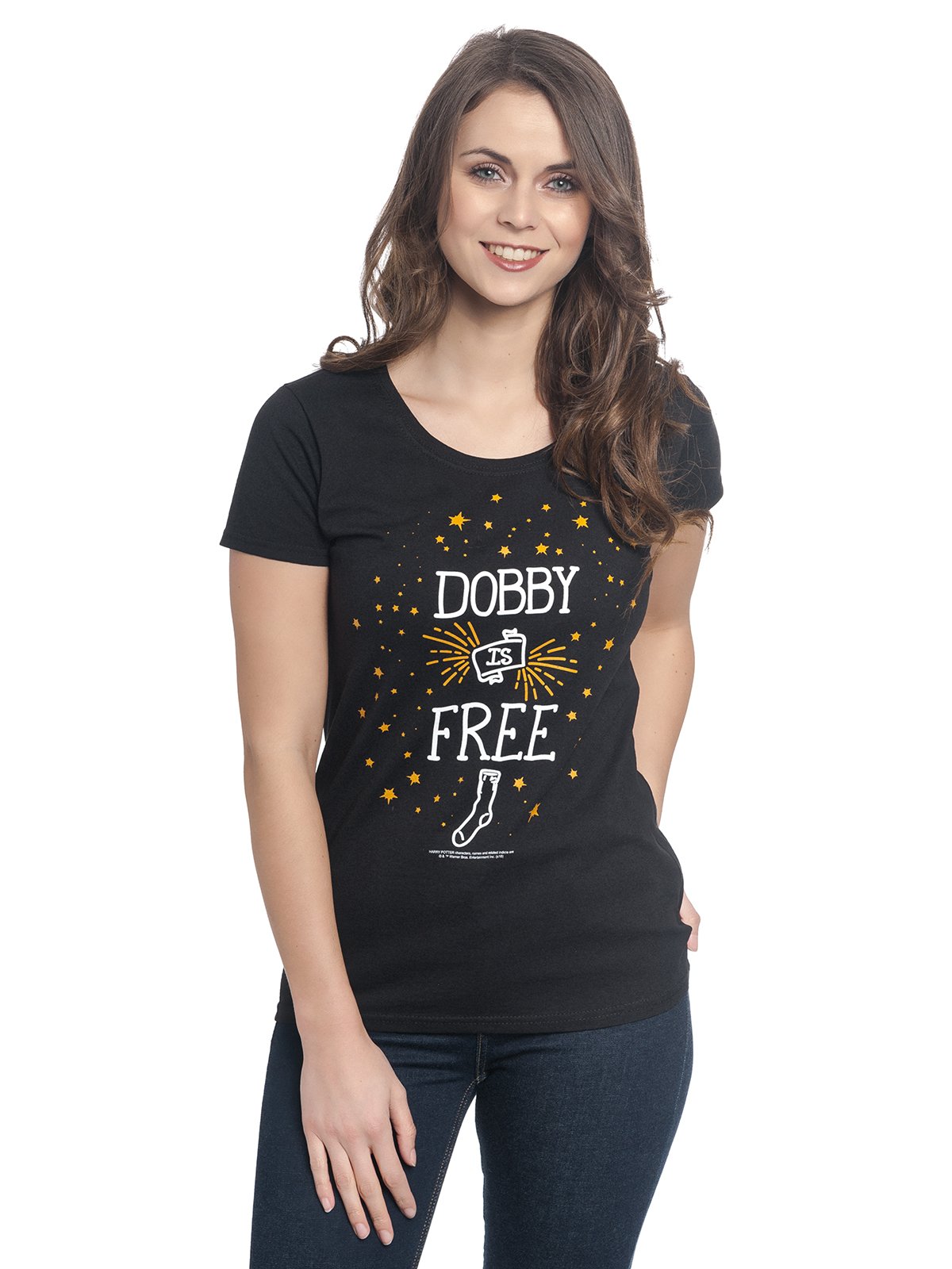 HARRY-POTTER-Dobby-is-Free-Girl-Shirt-schwarz-M