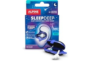 Alpine SleepDeep Bouchons d’Oreilles pour Dormir - Nouvelle Forme Ovale - Gel Anti Bruit Intégré - Confort et Atténuation au Max - Bouchons Anti Bruit avec Filtres Souples (Taille S)