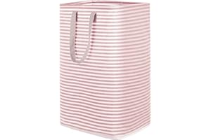 Lifewit Panier à Linge Autoportant 80L, Grand Panier à Linge Pliable et Imperméable avec Poignées Facile Transporter, Corbeille a Linge pour Vêtements, Serviettes, Jouets, Couvertures, Rosa