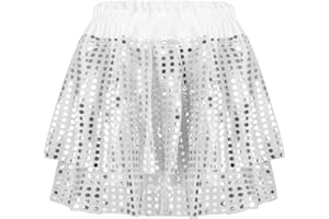 iEFiEL Gonne da Latino per Bambina Gonna Corta con Paillettes da Ballo Jazz Ginnastica Danza Elegante Brillante Tutu Dancewear Multistrati 2-12 Anni