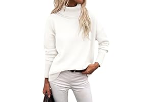 Zeagoo Jersey de Cuello Alto para Mujer Otoño Cálido Sueter Invierno Pullover Largo Elegante Casual Punto Sweater