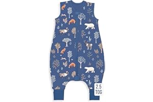 Mama Cheetah Toddler Śpiwór z nogawkami 2T, 2,5 TOG bawełna ekologiczna, śpiwór niemowlęcy z nogami, koc do noszenia dla spacerowiczów, 2-drożny zamek błyskawiczny, śpiwór dla dziewczynek i chłopców,