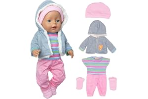 EBUDDY 4pc/set Doll Clothes Accessories for 43cm / 17inch Baby Dolls Include Coat Rompers Hat Socks (No Doll)