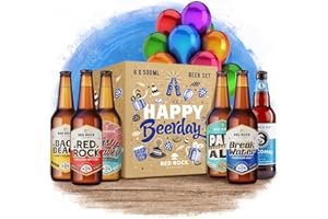 Red Rock Brewery Happy Birthday Beer Selection Box – 6 Bottles of British Beer in Gift Packaging (Ales Selection)