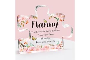 BUIOATA Nanny Gifts - Delicate Nanny Gifts from Grandchildren, Gifts for Nanny - Engraved Acrylic Block Puzzle Piece 3.9 x 3.3 inch - Birthday Gifts for Nanny Grandmother