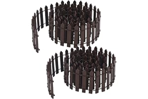 BOXOB 2uds Mini Valla de Jardín de Hadas, 90 cm Valla Decorativa Madera, Adorno Paisaje en Miniatura para Casa Muñecas, Manualidades, Diorama, Maceta (Marrón)