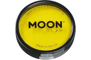 Pro Intense Neon UV Face & Body Paint Cake Pots by Moon Glow - Intense Yellow - Professional Water Based Face Paint Makeup for Adults, Kids - 36g