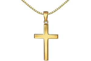 CLEVER SCHMUCK Set Goldener Anhänger kleines Kinder Kreuz 15 mm schlicht glänzend 333 Gold 8 Karat mit vergoldeter Kette Venezia 38 cm für kleines Mädchen oder Junge