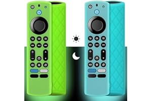 ‎PINOWU Pinowu Silikon Gehäuse (2pcs) Kompatibel mit Fire TV Stick 4K Max/Toshiba/Insignia Serie Alexa Stimme Fernbedienung Erweitert mit Schlüsselband (Grün,Türkis,Leuchtend)