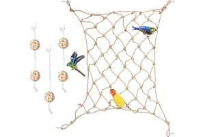 DAFUHAO Set Giocattoli per Uccelli pappagalli Rete da Arrampicata per Pappagalli+ 3 Corda da Arrampicata per Pappagalli+5 Sepak Takraw Giocattolo Giocattoli per Pappagallo Parrocchetto Piccolo Pappagallo Ara