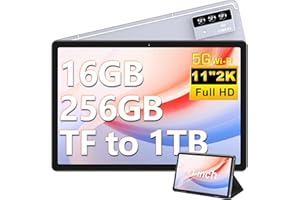 DEERTiME 2025 Newest Tablet 11 Pollici Android, 16GB+256GB(TF 1TB), 2K FHD Schermo 2000 * 1200, 8600mAh, Octa-Core, 5MP+13MP+2MP, 4 Altoparlantis, GPS, 5G Wi-Fi, BT 5.0, Tablet con Case (Grigio)