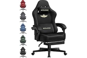 ‎GTPLAYER GTPLAYER Gaming Stuhl, Atmungsaktiver Bürostuhl, bürostuhl ergonomisch, Hochwertiger - Stoff, Ergonomischer PC Stuhl, 160° Verstellbare Rückenlehne und ausziehbare Fußstütze,Schwarz