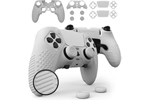 Foamy Lizard Eclipse PS5 Edge Controller Skin | Dock Compatible, Anti-Slip Soft Gel Silicone Protector Cover, Faceplate Shell, Decals & Thumb Grips for The Playstation 5 DualSense (Glacial PS5 White)