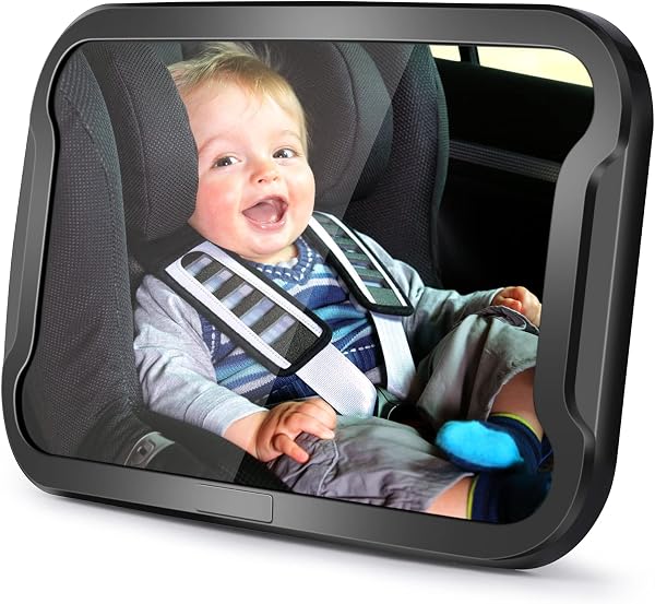 Vinabo Baby Car Mirror, Unbreakable Car Mirror Rear View, 360° Adjustable Rotation Baby Rear Seat Mirror, Safety, Essential for Young Parents - 1